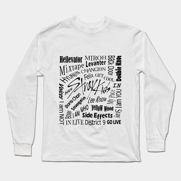 Stray Kids collage black Long Sleeve T-Shirt by PLMSMZ